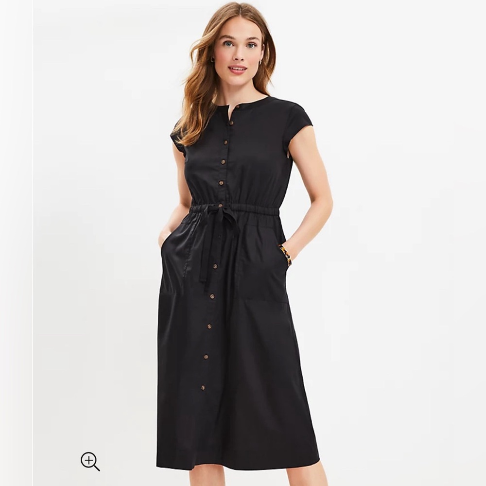NWT LOFT Black Utility Midi Dress